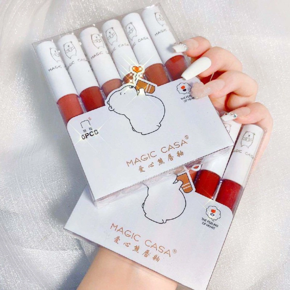 Magic Casa 6pcs Cute Bear Lipstick Set